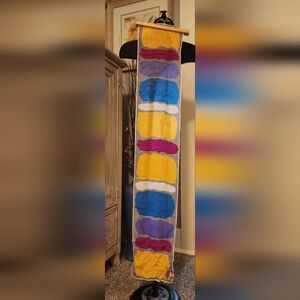 Albert Nipon Vertical Abstract Spot 100% Silk Scarf. Bright Multicolor 50"x9"